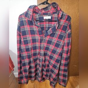 Aeropostale Red and Blue Plaid Button Up Collared Long Sleeve Shirt Size 2XL